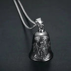 Vintage Jesus Cross Bell Pendant – Religious Biker Necklace for Men