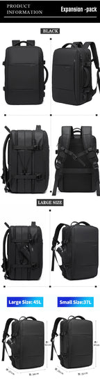 Expandable 17.3-inch Laptop Backpack – Waterproof Travel Bag for Men