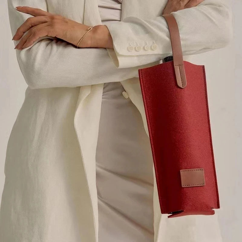 Felt Single Wine Bottle Tote – Padded Insulated Carrier for Gift Giving