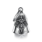 Vintage Jesus Cross Bell Pendant – Religious Biker Necklace for Men