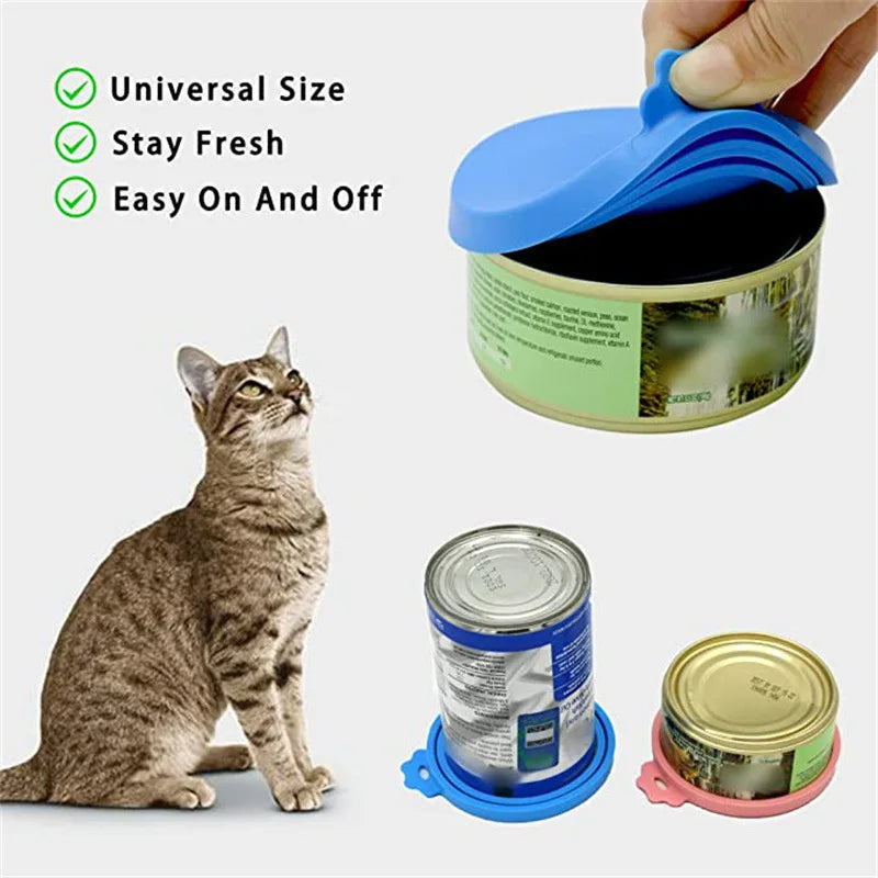 Silicone Pet Food Can Lids and Spoon – Airtight Seal for Dog and Cat Storage