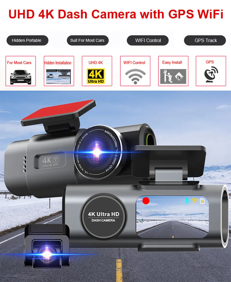 4K WiFi Dash Cam – GPS Night Vision Car DVR for Vehicle Security