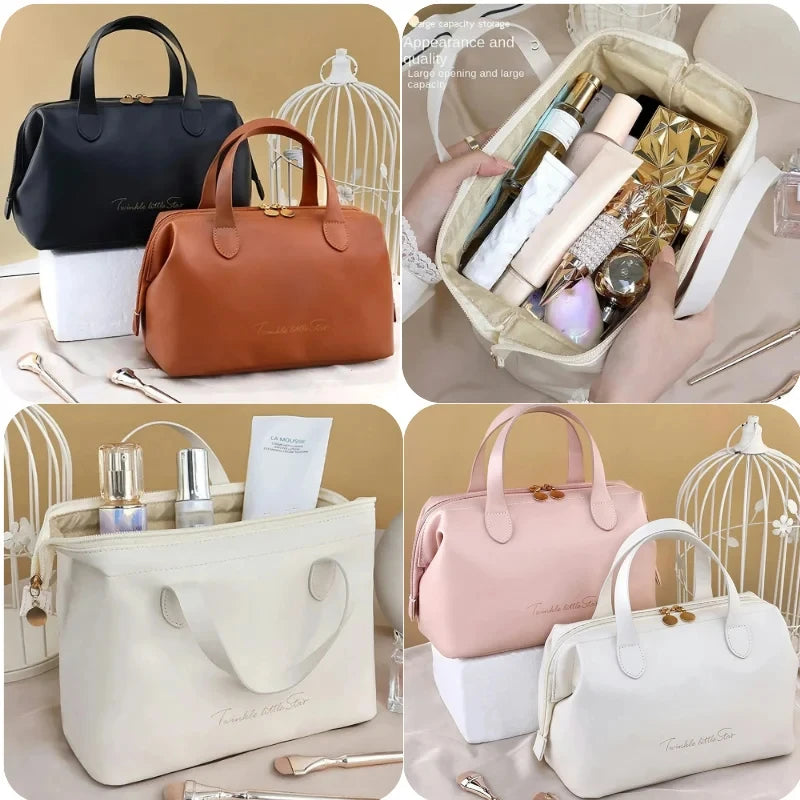 Large PU Travel Cosmetic Bag – Waterproof Toiletry Organizer for Makeup