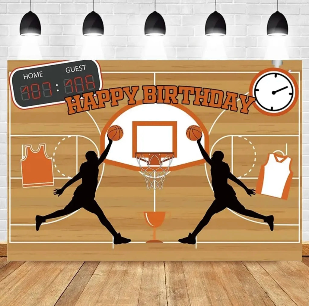 Basketball Stadium Photography Backdrop – Sport Theme for Kids Birthday Party