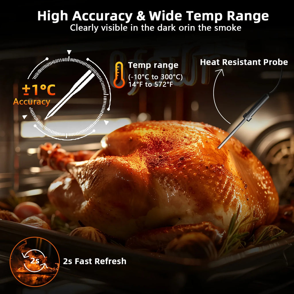 Wireless Meat Thermometer – 6-Probe Digital BBQ Tool for Smoker Grill Cooking