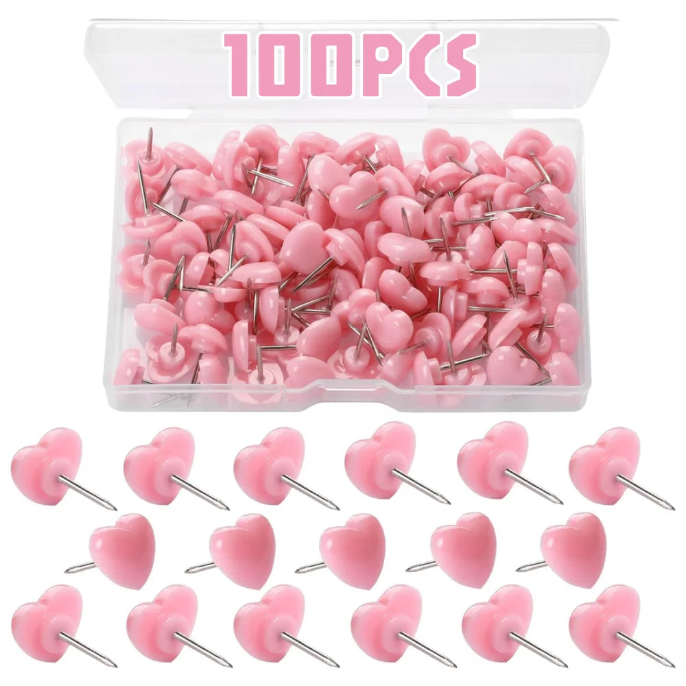 Heart Push Pins – Decorative Red Thumbtacks for Cork Boards and Office Decor