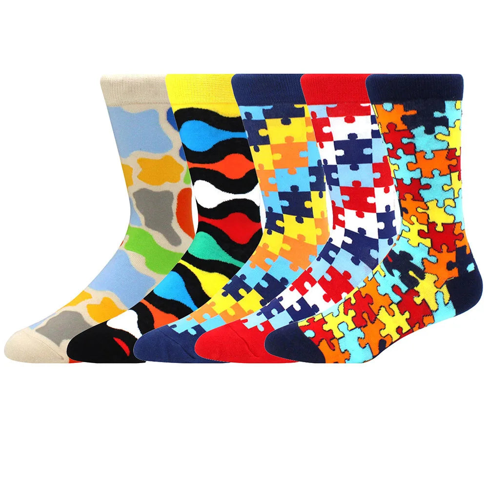 Combed Cotton Crew Socks – Novelty Patterned Casual Apparel for Men and Women