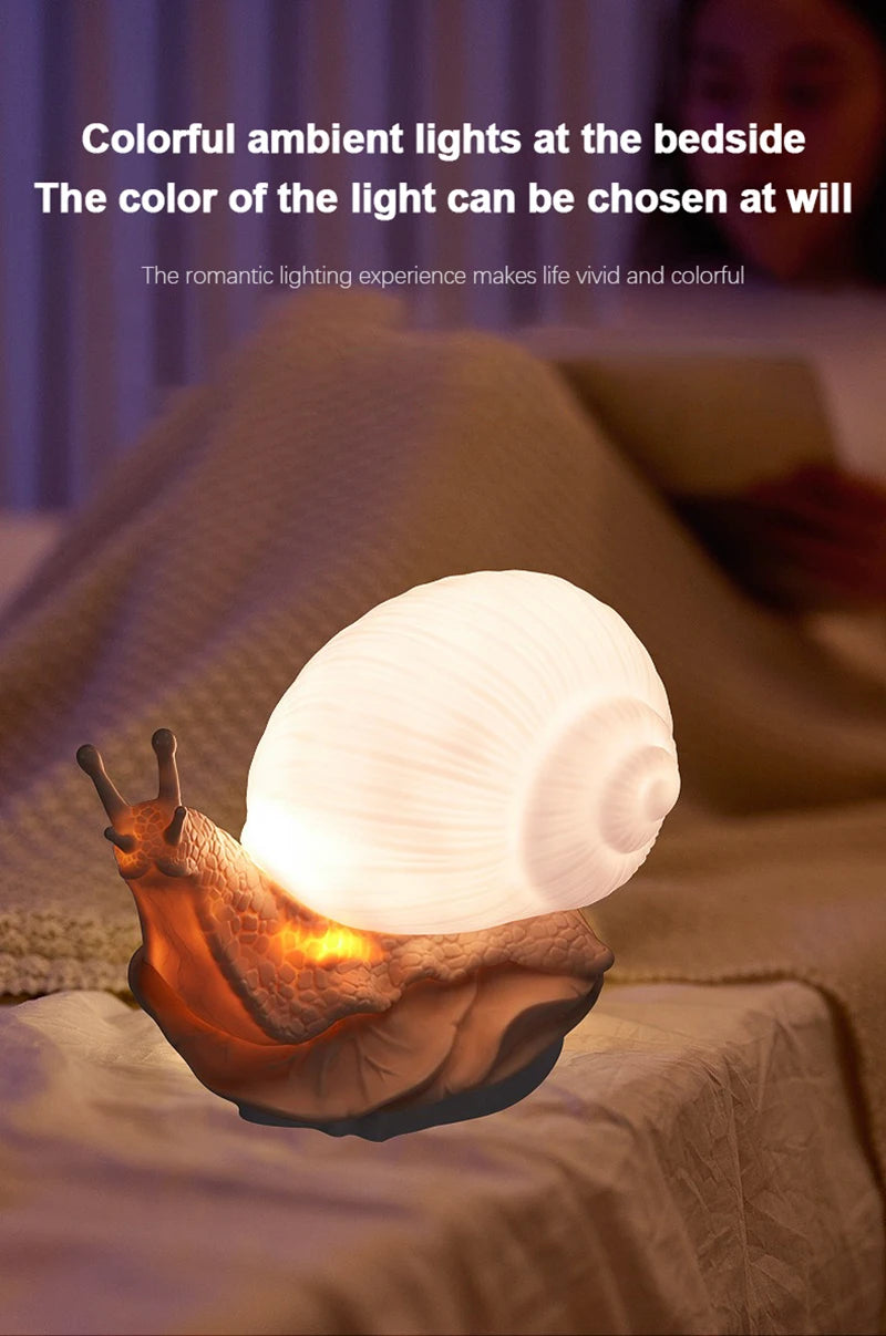 Cute Snail Night Light – Color Changing Bedside Lamp for Kids Room Decor
