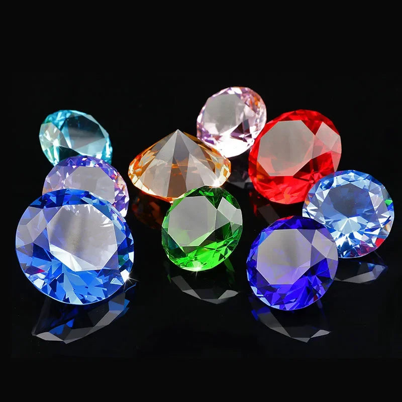 Crystal Diamond Paperweight – Large Cut Glass Gemstone for Wedding Decor