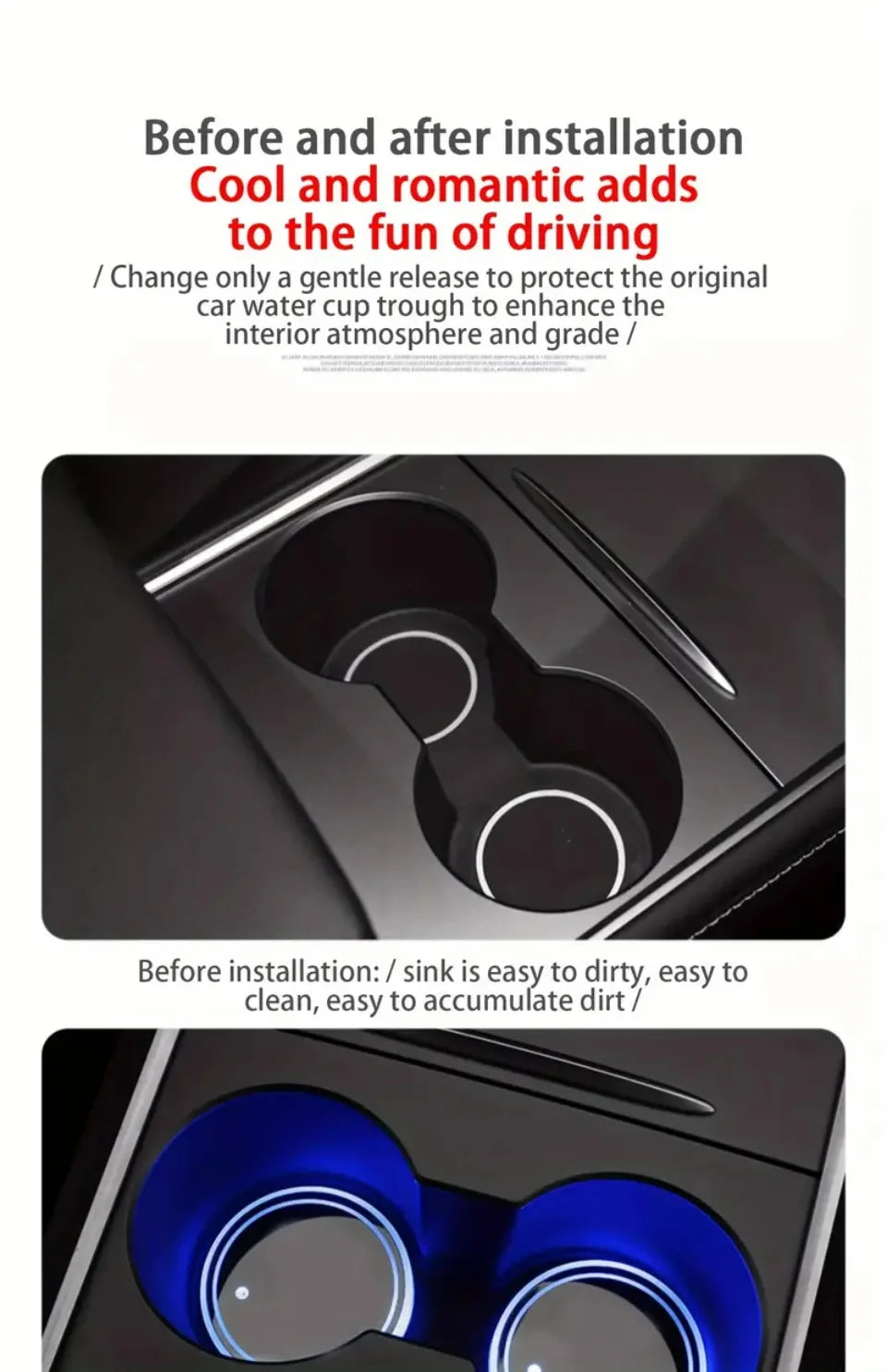 LED Car Cup Holder Coasters – Light Sensor Atmosphere Mats for Auto Interior
