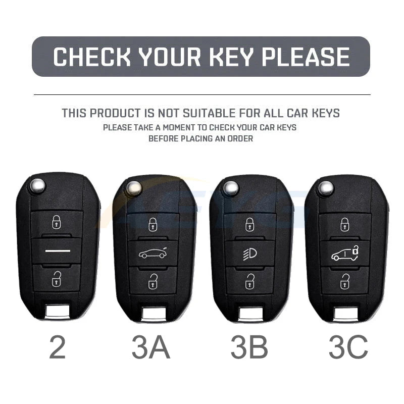 Carbon Fiber Car Key Case – Protective Keychain Cover for Peugeot and Citroen