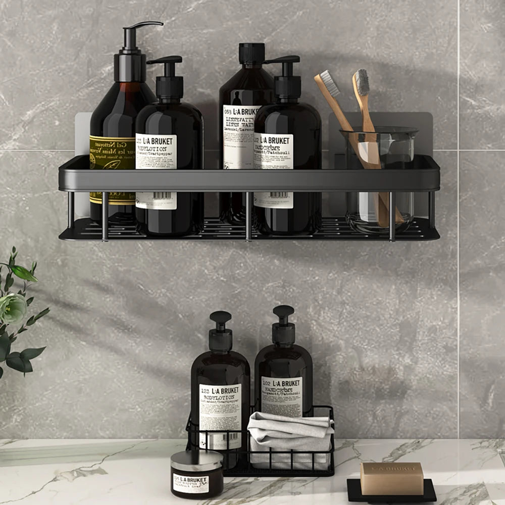 Adhesive Corner Shower Shelf – No Drill Wall Storage for Bathroom Organization