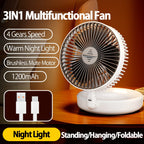 Rechargeable 3-in-1 Portable Fan – Multifunctional Cooling for Home and Travel