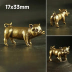 Pure Brass Pig Figurine – 3.3cm Chinese Zodiac Statue for Home Decor