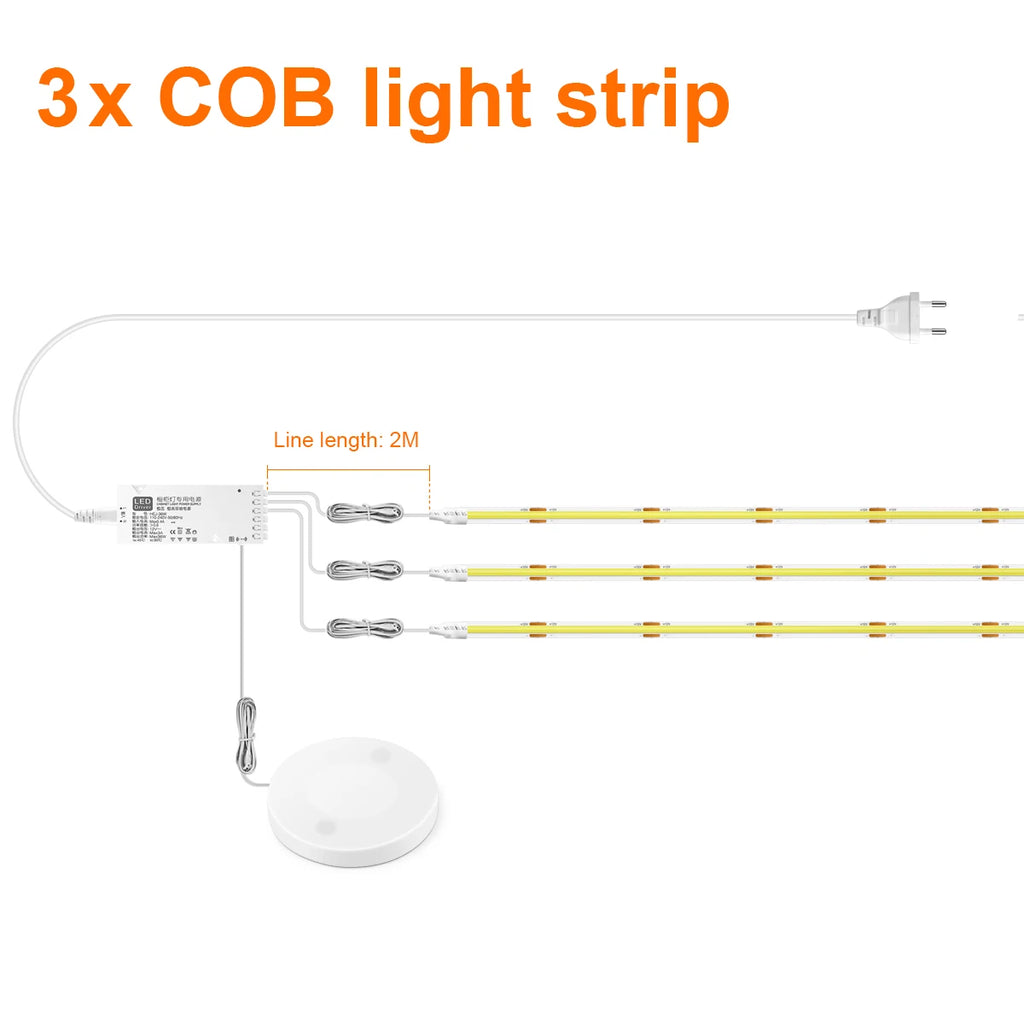 COB LED Strip Lights – Motion Sensor Under Cabinet Lamp for Closet Wardrobe