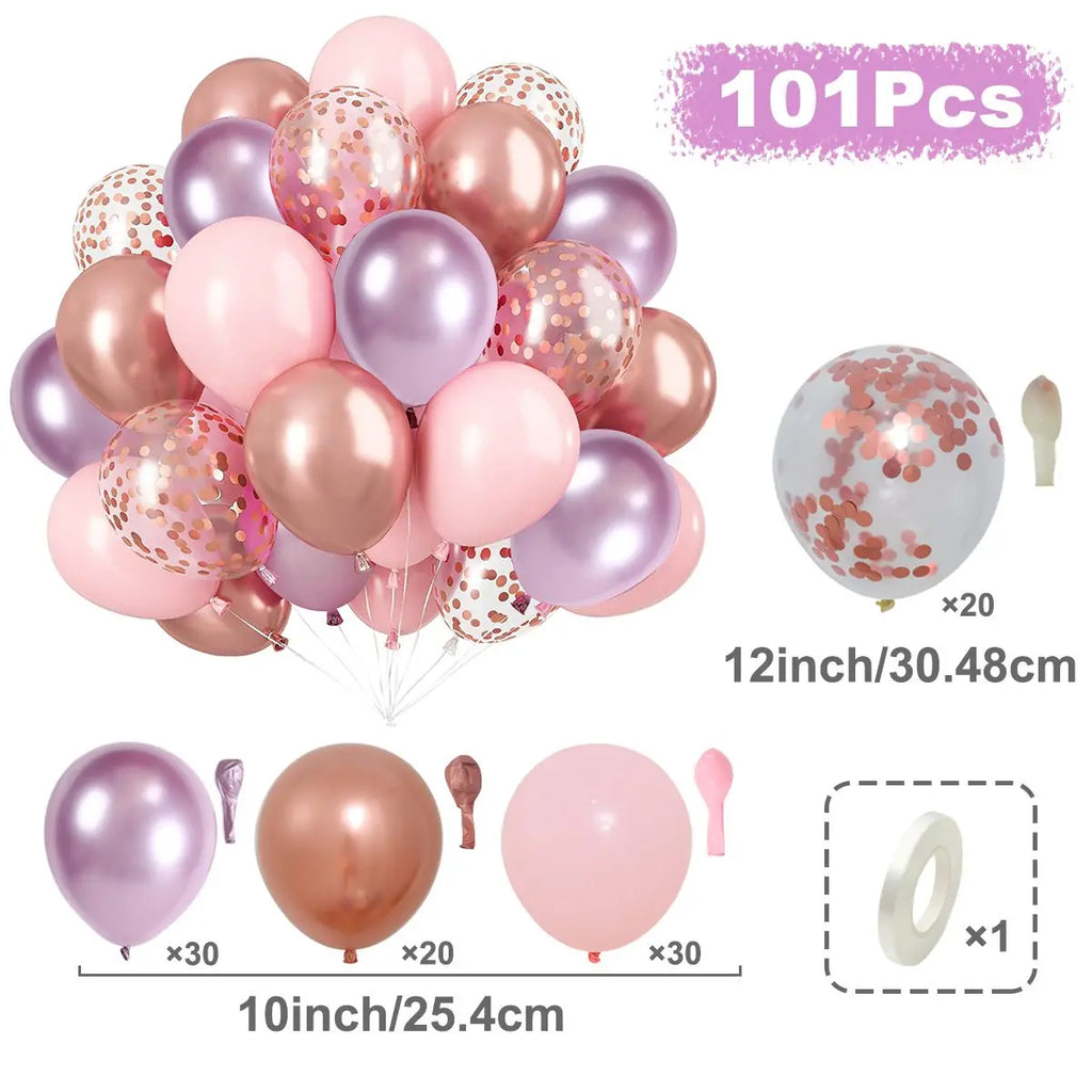 Metallic Pearl and Confetti Balloons – Decorative Latex Set for Party Events