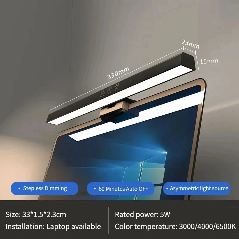 Dimmable LED Monitor Light Bar – Adjustable Desk Lamp for Reading and Study