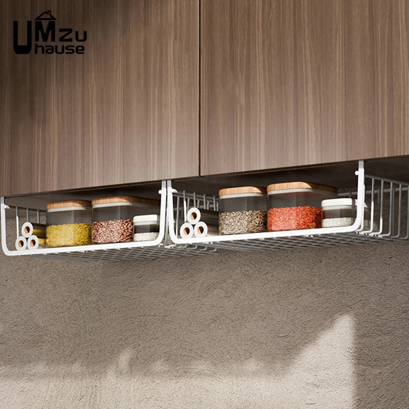 Iron Under Cabinet Hanging Baskets – Heavy Duty Storage for Kitchen Pantry