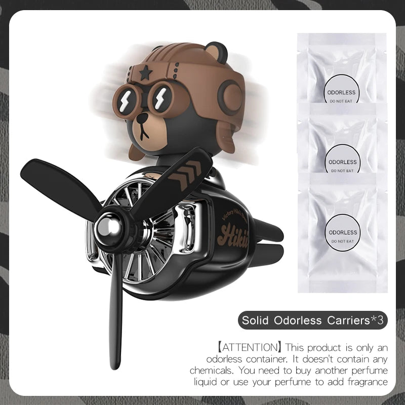 Pilot Bear Car Air Freshener – Cartoon Vent Clip for Interior Decoration