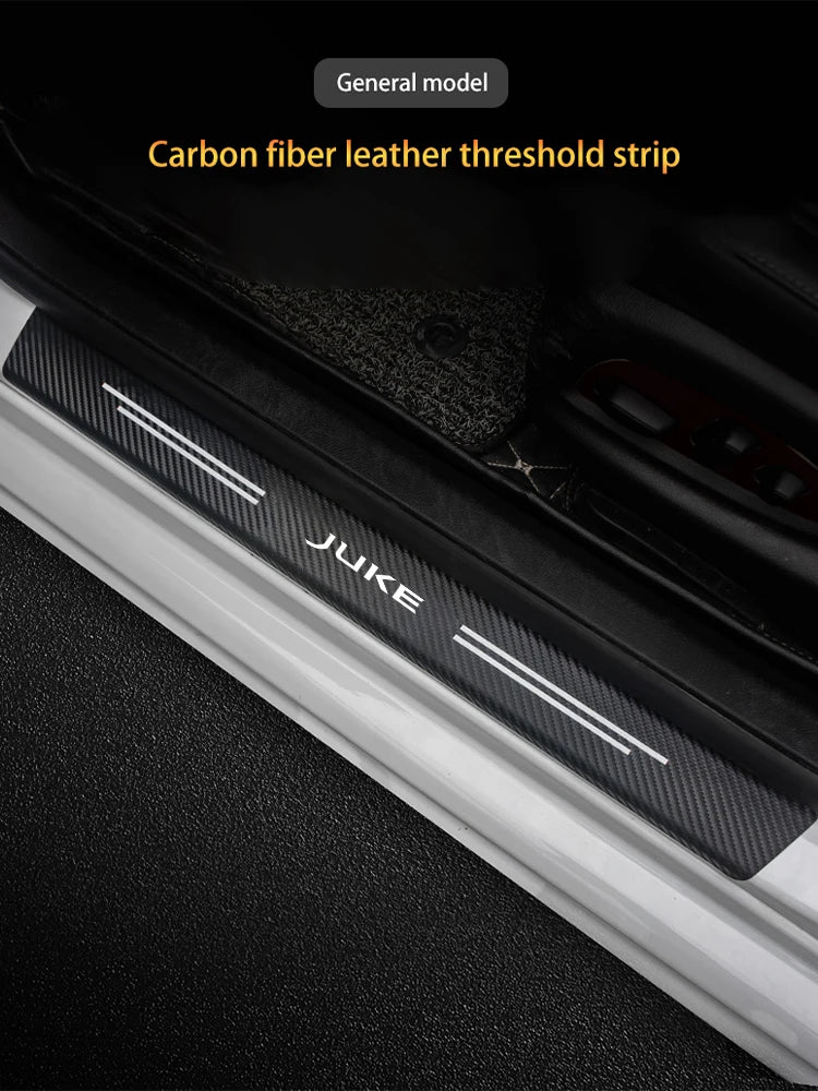 Carbon Fiber Door Sill Protectors – Leather Welcome Pedal for Nissan Juke