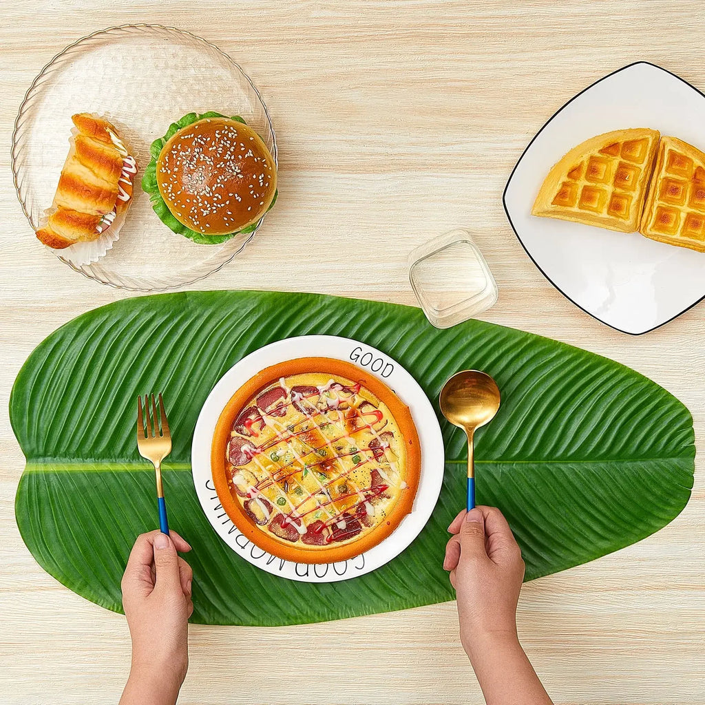 Artificial Banana Palm Leaves – Waterproof Tropical Table Decor for Luau Party
