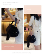 Plush Cat Shoulder Bag – Cute Winter Messenger Purse for Women