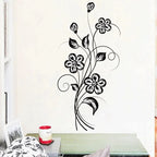 Black Flower Wall Decal – Waterproof Self-Adhesive Art for Home Decor