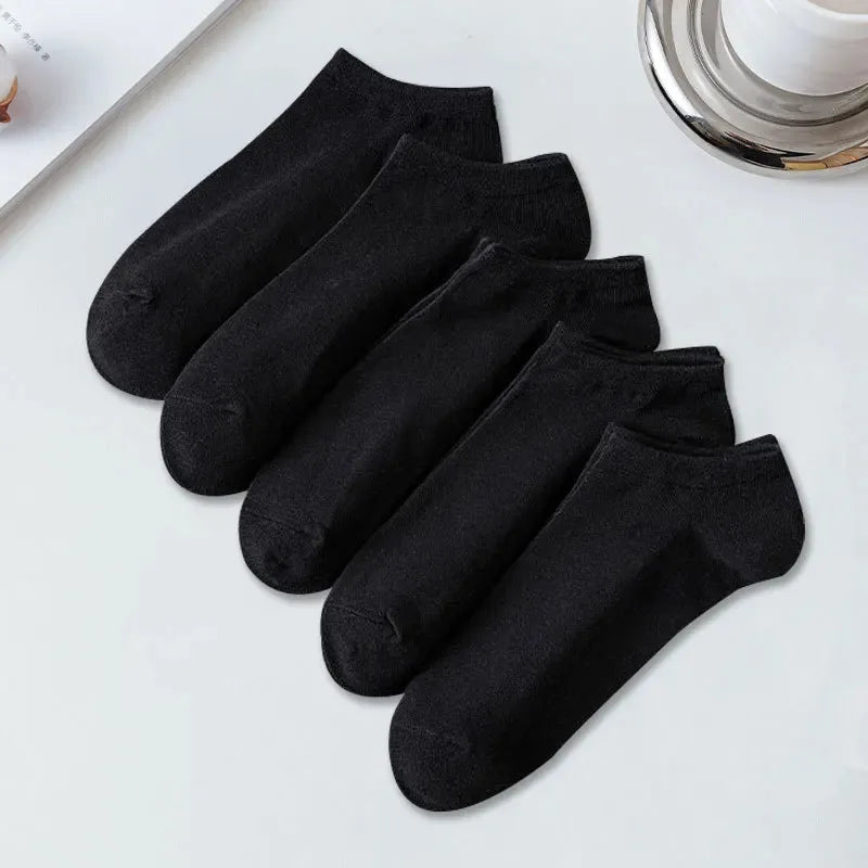 Men's Ankle Boat Socks – Solid Color Sweat-Absorbent Cotton for Business Sport