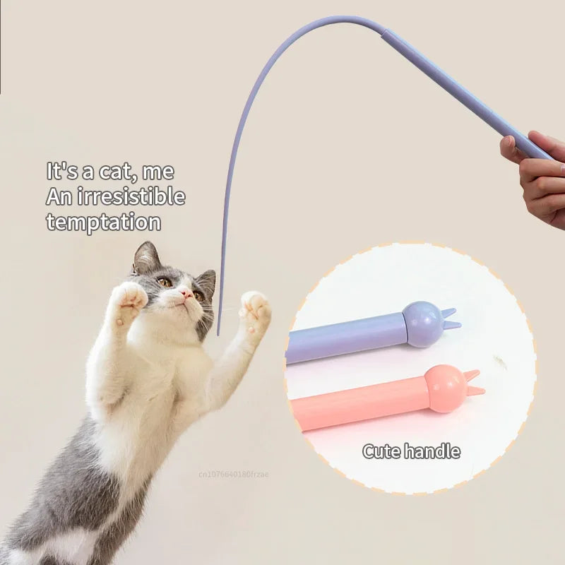 Silicone Mouse Tail Cat Toy – Interactive Teaser Wand for Kitten Hunting