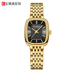 Gold Stainless Steel Quartz Watch – Elegant Square Dial for Business Fashion