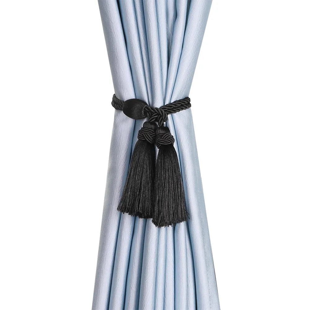 Gold Tassel Curtain Tiebacks – Braided Polyester Rope for Home Decoration