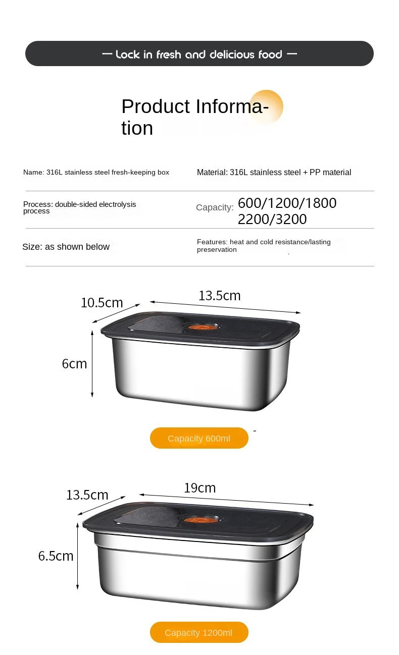 316 Stainless Steel Bento Box – Leak-Proof Food Container for Camping Lunch