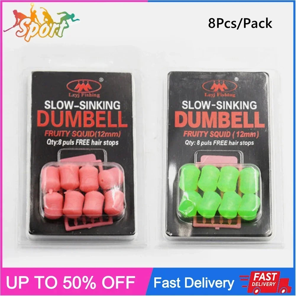 12mm Artificial Dumbbell Baits – Slow Sinking Plastic Lures for Carp Fishing