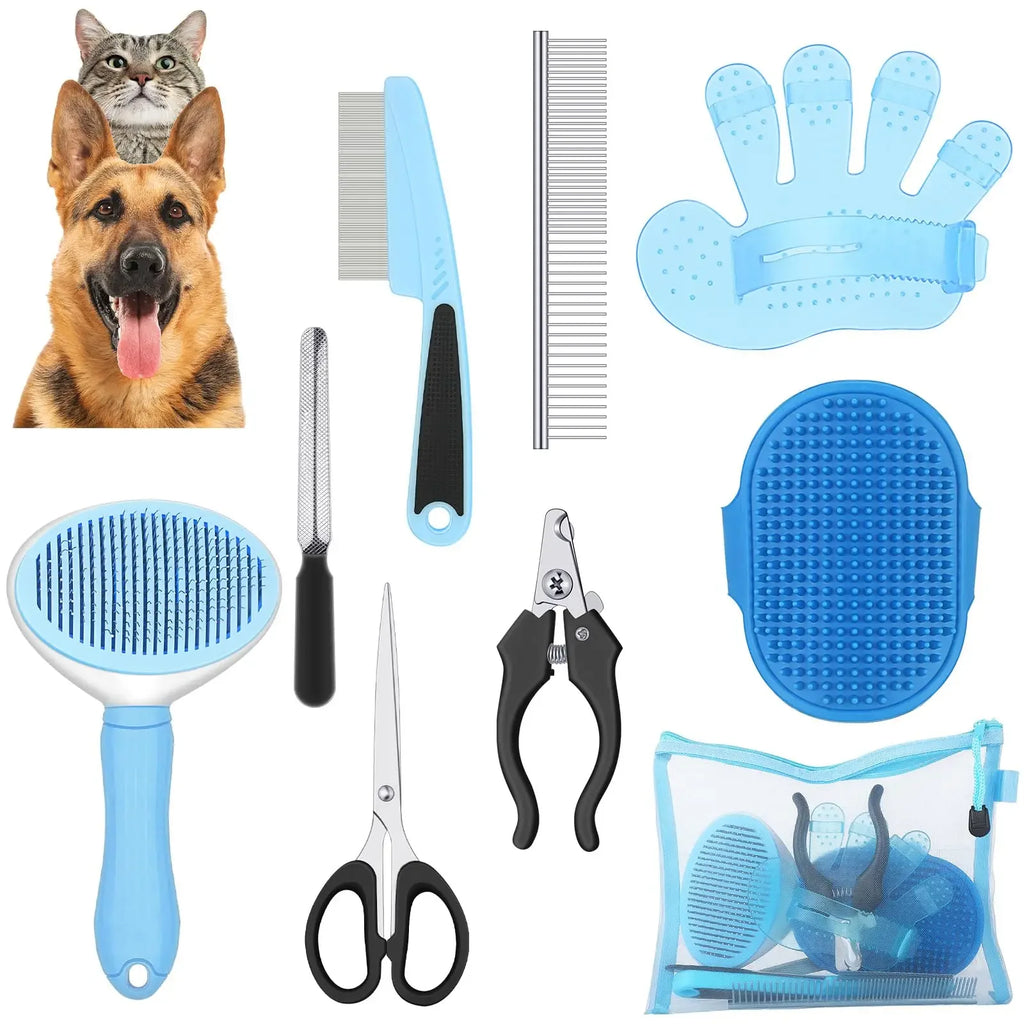 Dog Grooming Tool Kit – Self-Cleaning Brush and Nail Trimmer for Pet Care