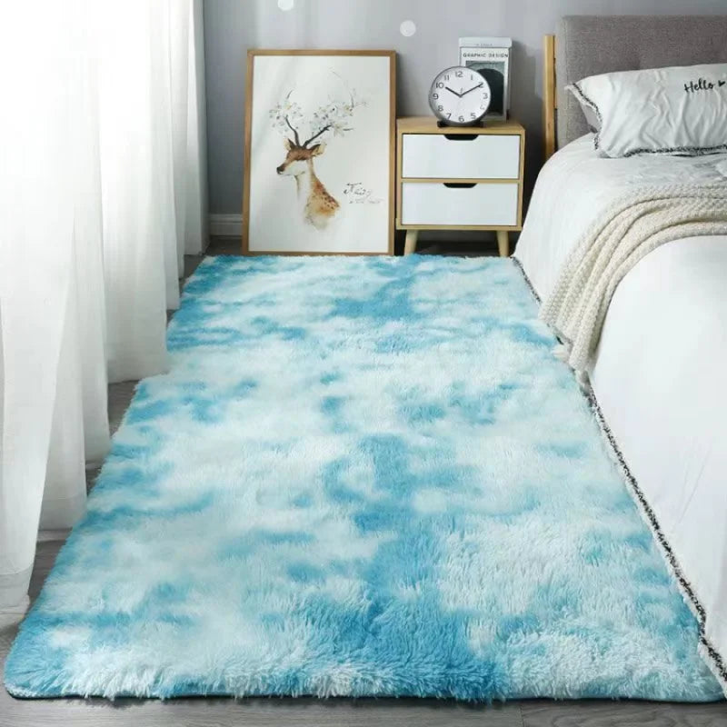 Silk Wool Shaggy Area Rug – Non-Slip Soft Plush Mat for Bedroom Decor