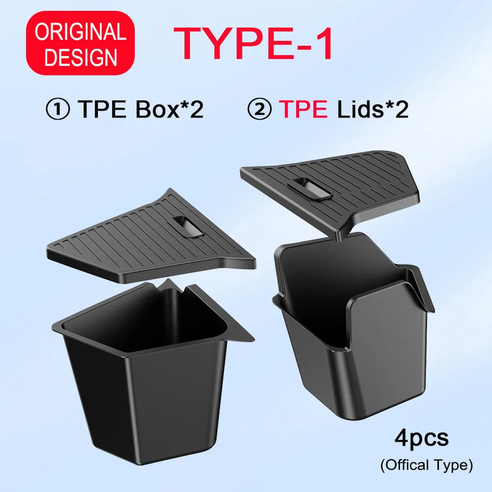 Trunk Side Organizer – Flocked TPE Storage Box for Tesla Model Y Travel