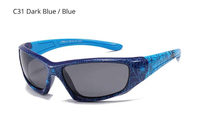 Polarized Spider Web Kids Sunglasses – UV400 Outdoor Sport Shades for 3-9y