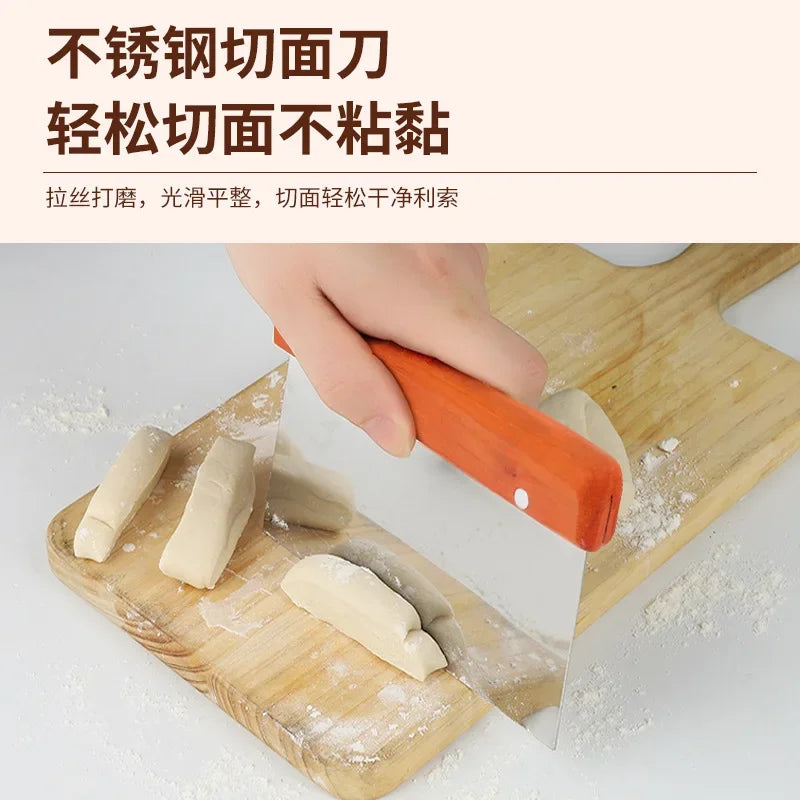 Stainless Steel Dough Scraper – Noodle Cutter with Scale for Baking