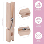 Heavy Duty Wooden Clothes Pins – Spring Clothespins for Laundry and Crafts