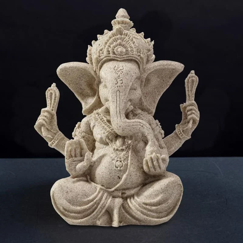 Sandstone Ganesha Elephant Statue – Handcrafted Figurine for Home Decor