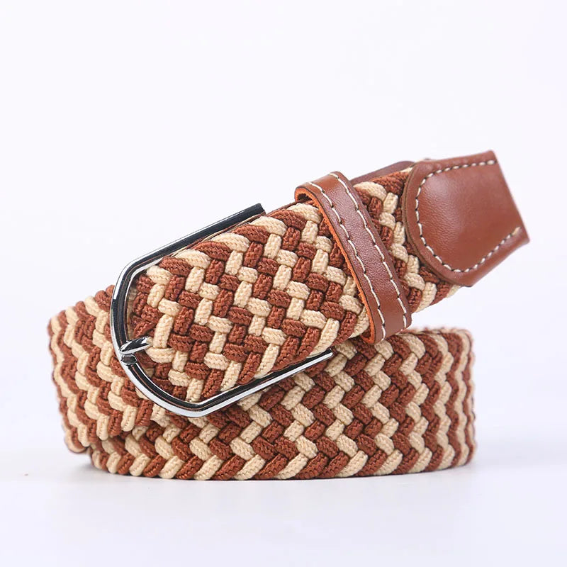 Woven Elastic Canvas Belt – Stretch Braided Buckle Strap for Casual Jeans