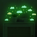 Luminous Cloud and Star Wall Stickers – Glow in the Dark Nursery Decor