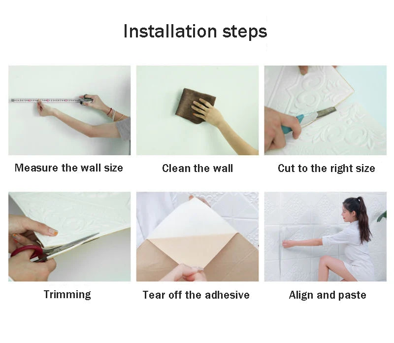 3D Foam Wall Stickers – Waterproof 70x70cm Peel and Stick for Home Decor