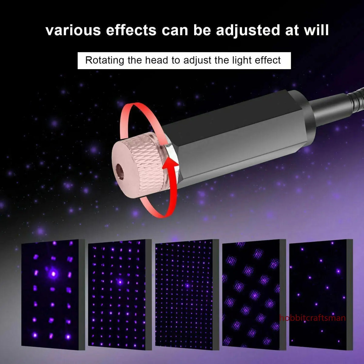 USB LED Star Projector – Adjustable Galaxy Atmosphere Lamp for Car Interior