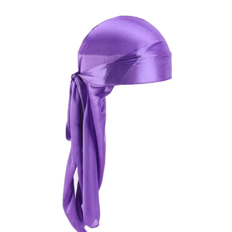 Silky Long Tail Durag – Satin Wave Cap for Men and Women Hair Styling