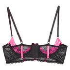 Wetlook Leather Push Up Bralette – Underwire Lace Lingerie for Sexy Cosplay
