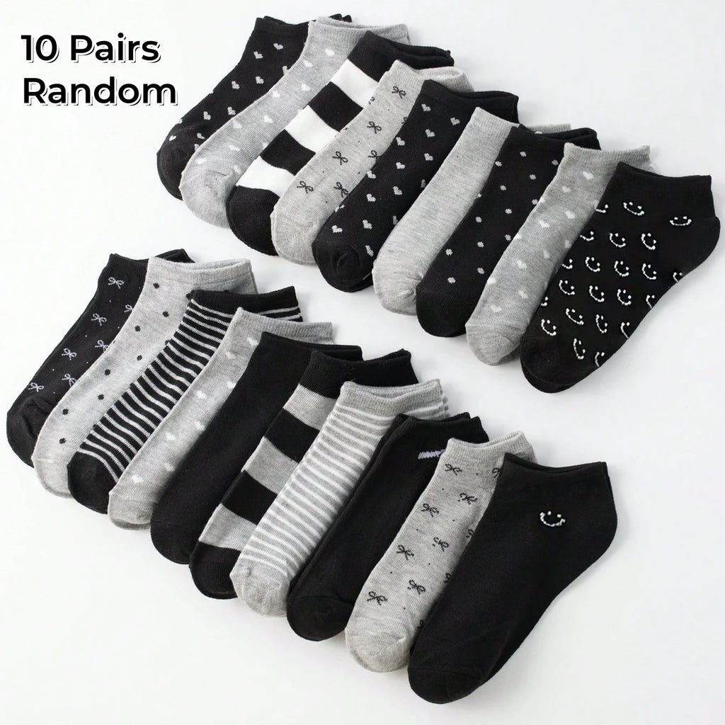 Matching Family Short Socks – Heart and Stripe Patterns for Daily Wear