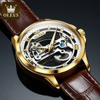 Automatic Skeleton Mechanical Watch – Leather Strap for Luxury Mens Formal Wear