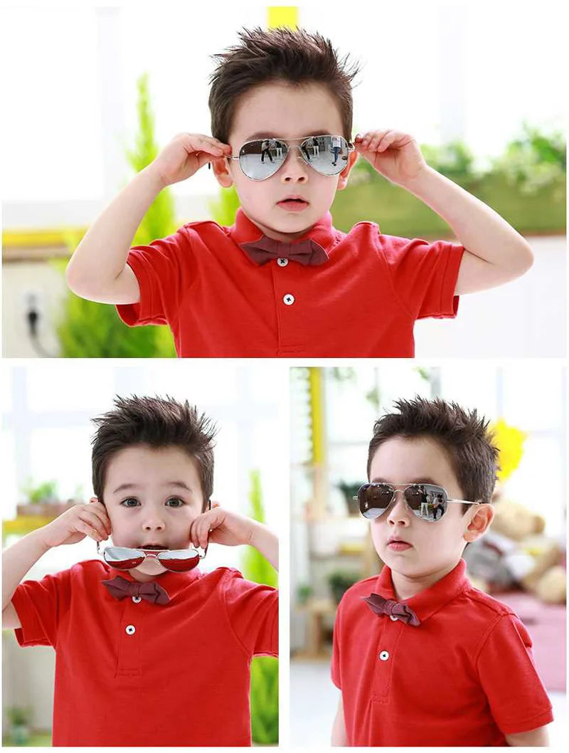 Kids Pilot Sunglasses – Reflective Metal Aviator Glasses for Boys and Girls