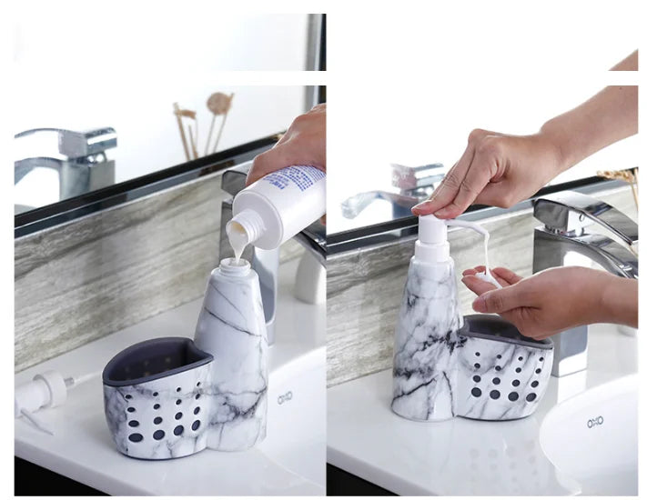 Soap Dispenser with Sponge Holder – 2-in-1 Kitchen Sink Organizer for Home